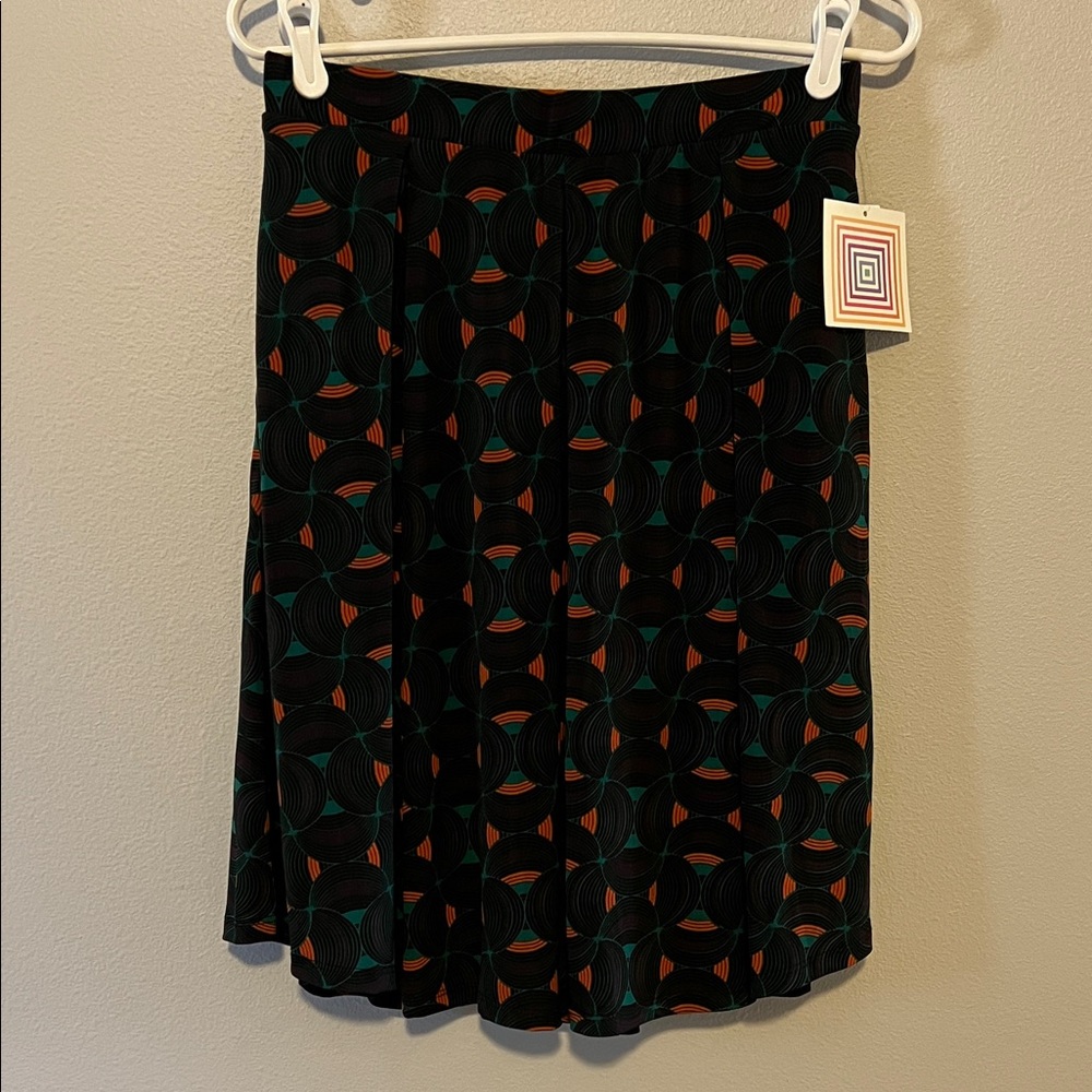 LuLaRoe Black and Teal Full Silky Pleated Madison Skirt